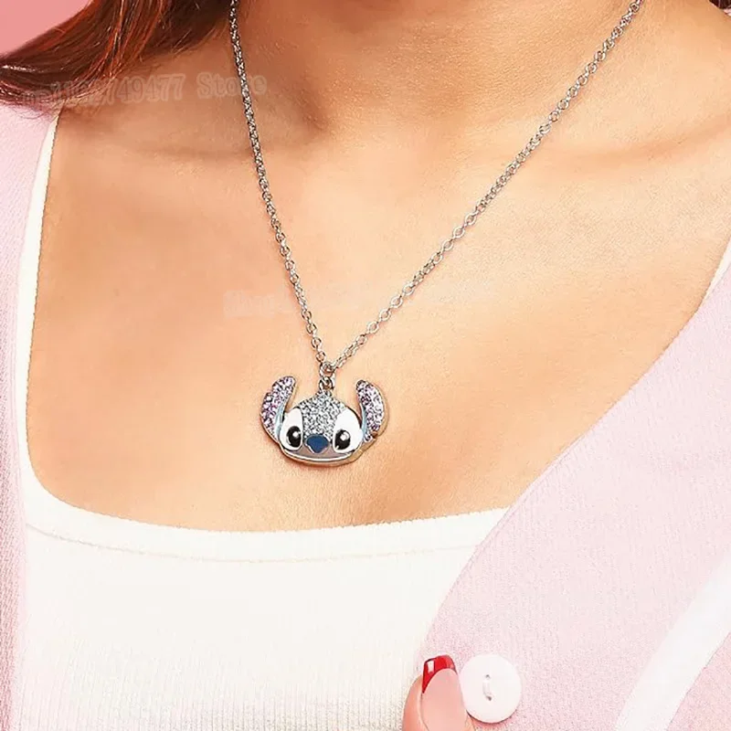 Nová karikatúra Disney Stitch Nákupné náušnice Náramok roztomilý anime diamant Dámsky módny šperk Darčeky Darčeky