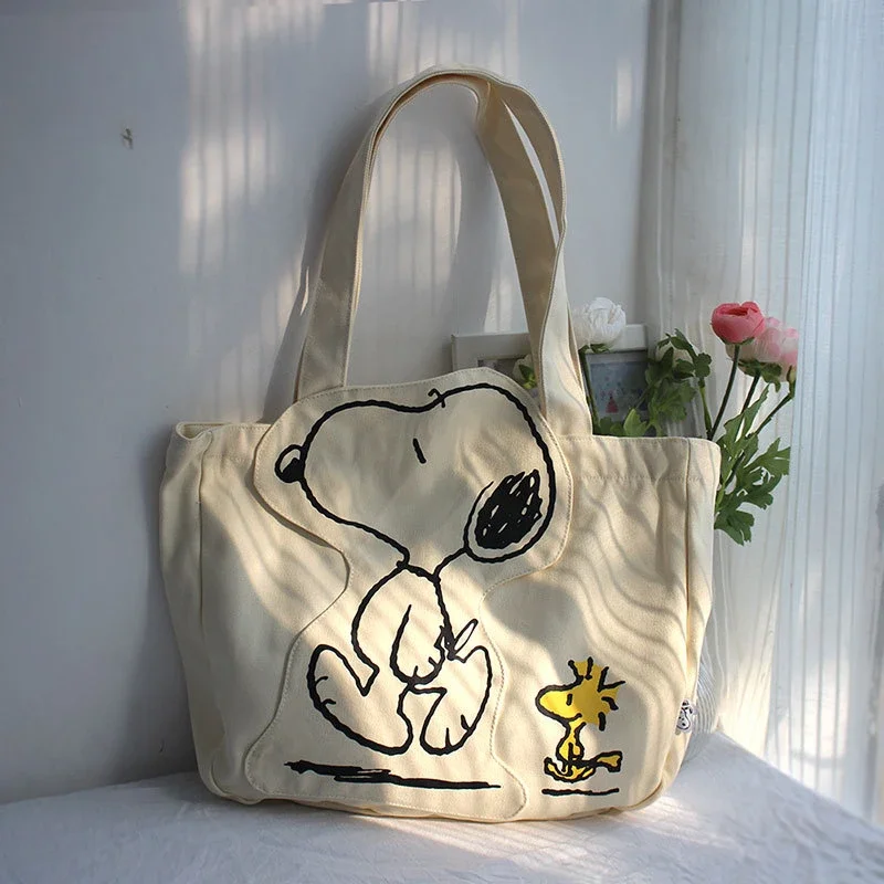 Nová karikatúra módne snoopy plátno na ramene tašky Príležitostné roztomilé veľkú kapacitu Ženská študentská výučba Crossbody Bag