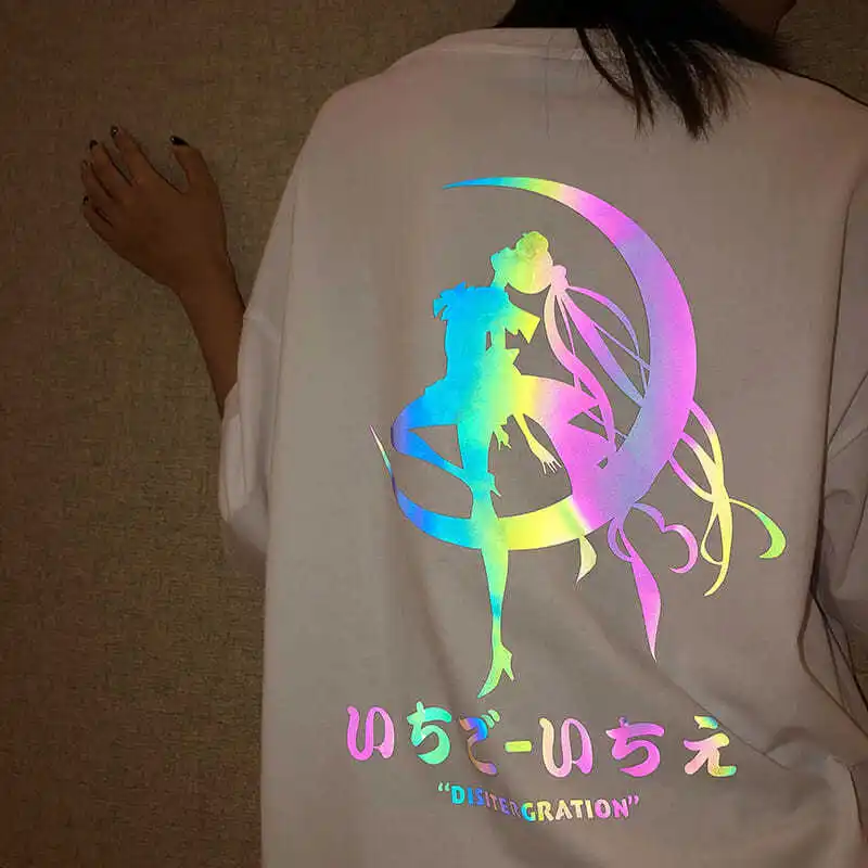 Nová karikatúra Sailor Moon Moon Rainbow Reflex Tlač Amagi Tsukino s dlhým rukávom biele tričko Dámske dámske dámske vrcholy tričiek Harajuku