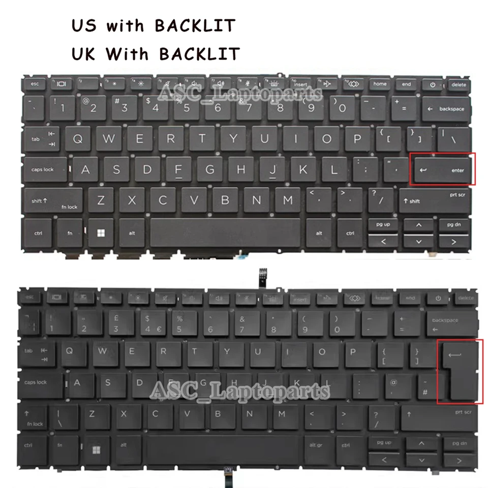 Nová klávesnica UK/ US QWERTY pre HP EliteBook 840 G9/ G10, 845 G9, 830 G9/ G10, 835 G9 Black, bez rámca, s podkrenom