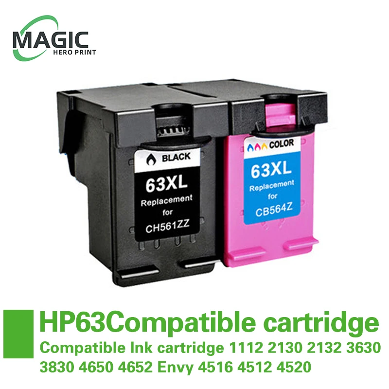 Nová kompatibilná atramentová kazeta pre HP63 63XL pre HP DestokJt 1112 2130 2132 3630 OfficeJet 3830 4650 4652 Envy 4516 4512 4520