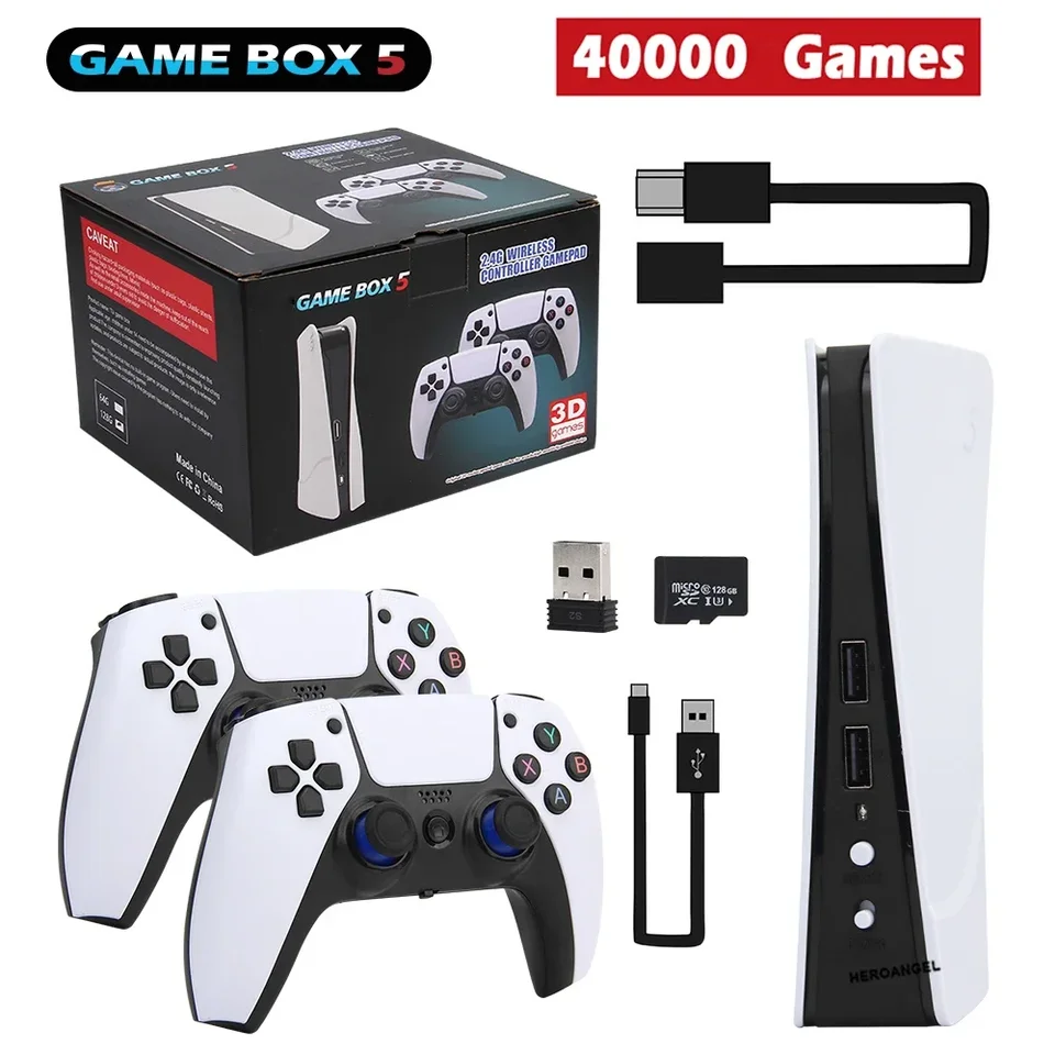 Nová konzola videohry GB5 64 GB/128 GB 40000 Hry HD HD TV Game Box 5 Dve gamepady pre PS1/PPSPP/Mame Arcade Gaming Stick