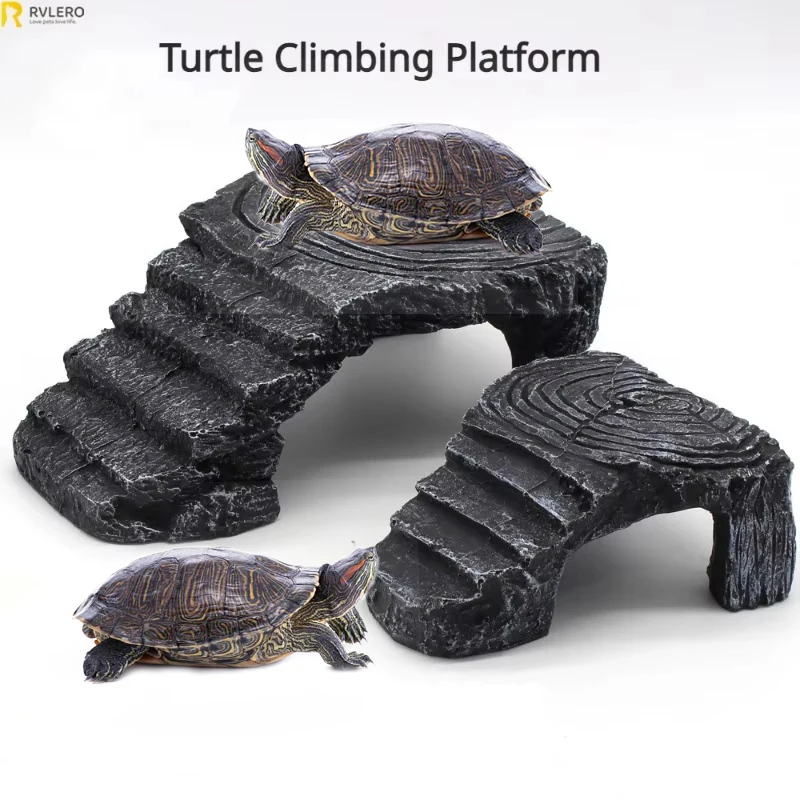 Nová korytnačka Trojuholník lezenie platforma Fish Tank Landscaping Decor Decor Resin Sundeck Reptole odpočíva skryté jaskyne akváriové ozdoby