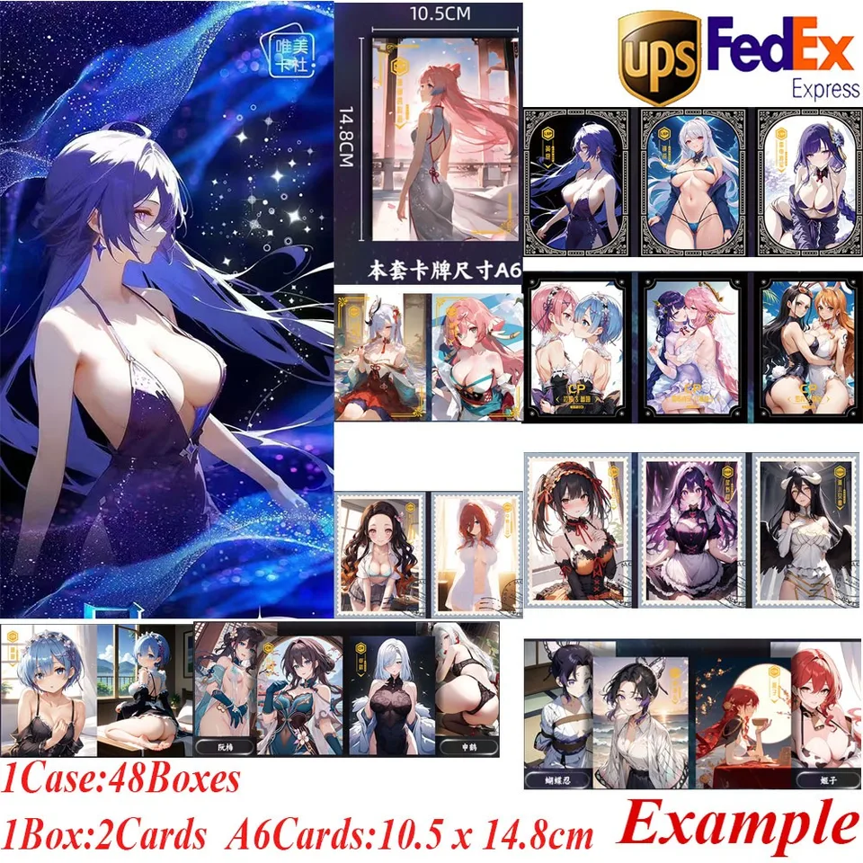 Nová krásna karta Society hviezda Luck A6 Goddess Story Cards Anime Rem Kafka Albedo Populárne ženské olovo Sexy uniformné bikiny karty