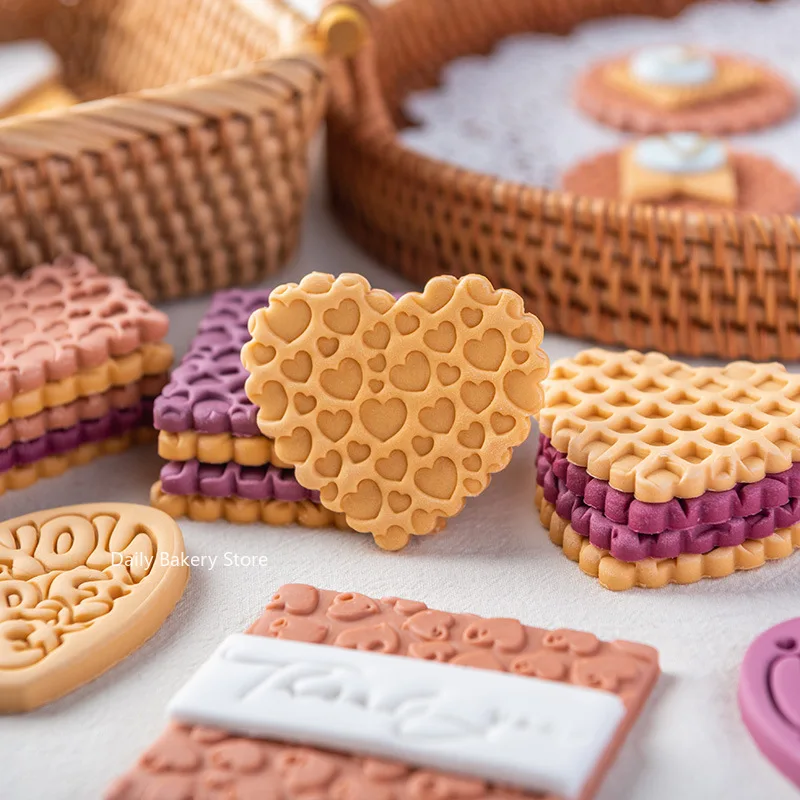 Nová láska srdca cookie reliéf formy fondant sušienky cutter abeceda ďakujem vzor 3D svadobné torty zdobenie náradia pečenia