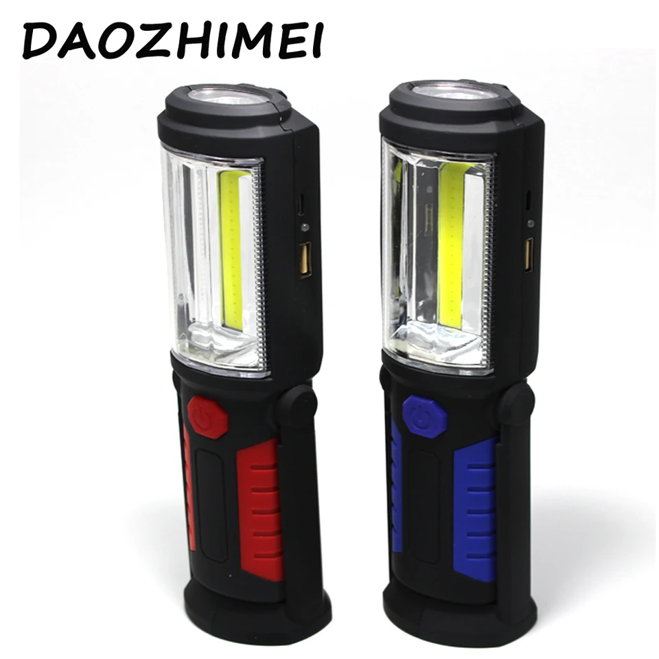 Nová multifunkčná nabíjanie USB LED baterka, vonkajší pracovný stojan Svetlo Magnetic +Hook +Mobilná energia pre telefónnu lampu Torch