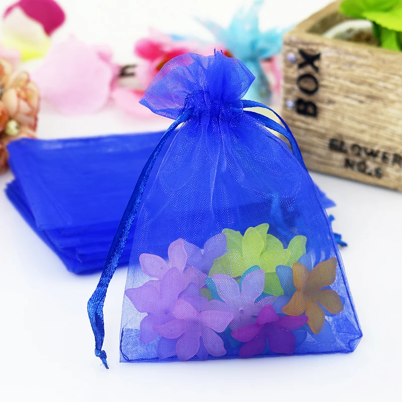 Nová móda 100ks/veľa Royal Blue Organza Bags