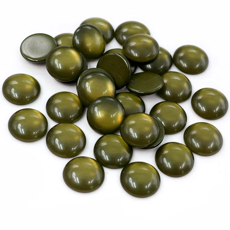 Nová móda 40ks 12 mm zelená farba plochá zadná živica Cabochons Cameo G5-09