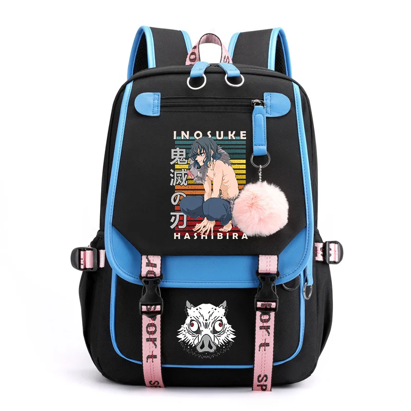 Nová móda hashibira Inosuke batoh teenage anime rucksnack outdoor ulica USB Zipper Batoh School School tašky