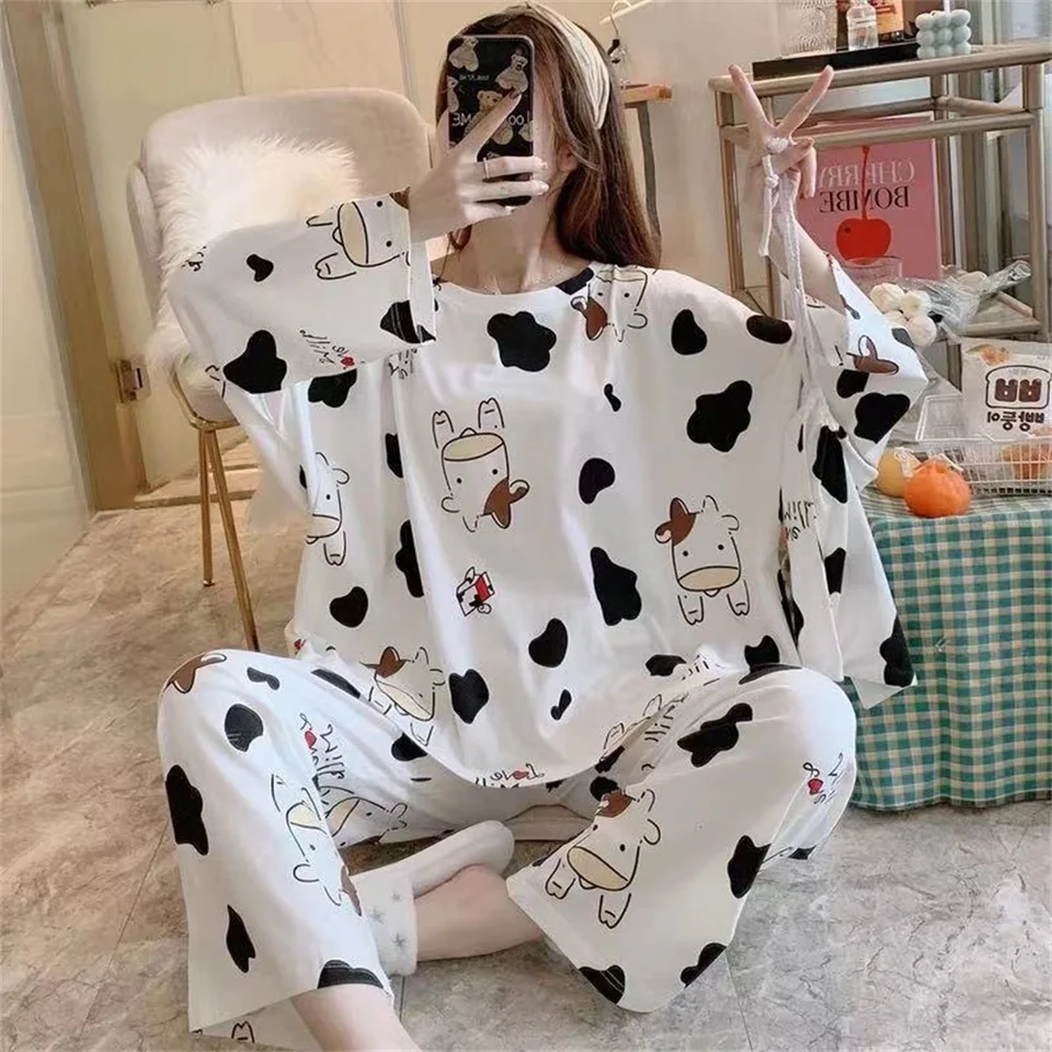 Nová móda roztomilá karikatúra Príležitostné domáce oblečenie Dámske oblečenie Sleewear Suit Dievčatá Dievčatá Domáce oblečenie Pohodlné ženské pyžamá
