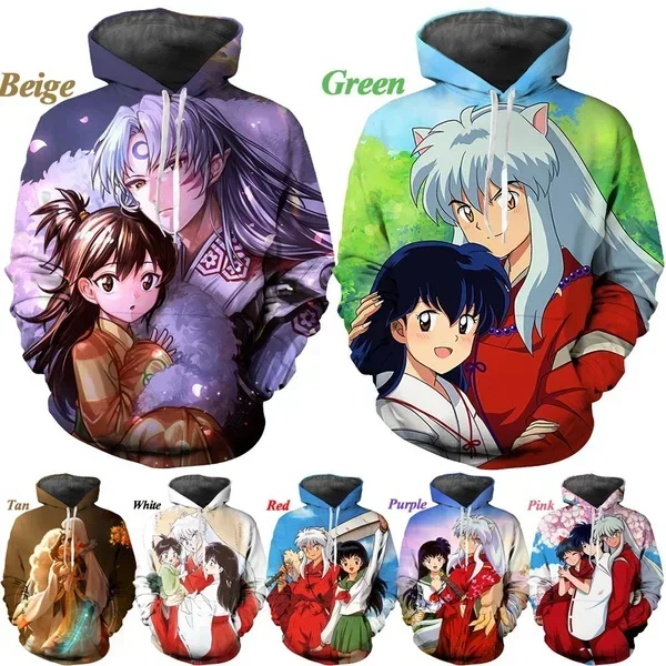 Nová módna mikina pullover pár s kapucňou anime Inuyasha 3D tlač kapucňa unisex bunda