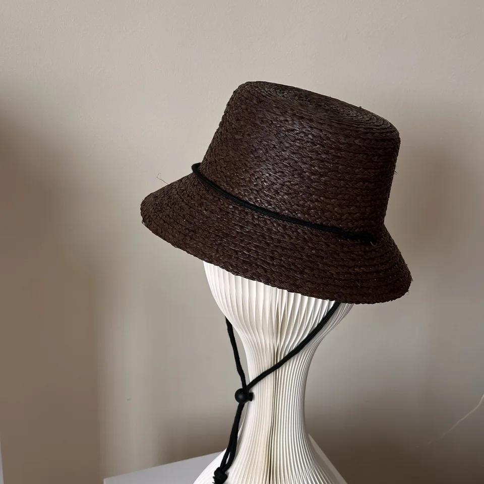Nová módna ručne vyrábaná Raffia rybársky klobúk Dámsky široký okraj Brim Brock Black Coffee Vintage Slaw Cap Sun Hat Designer Designer klobúky