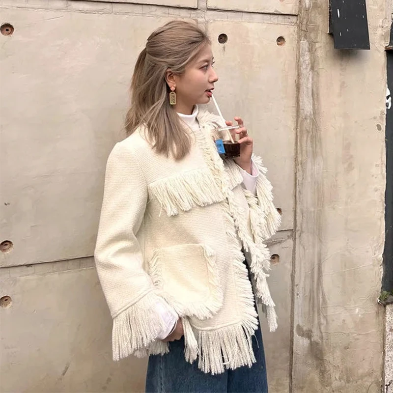 Nová módna single Breasted Solid Tassel Jacket Casual Dámske dám