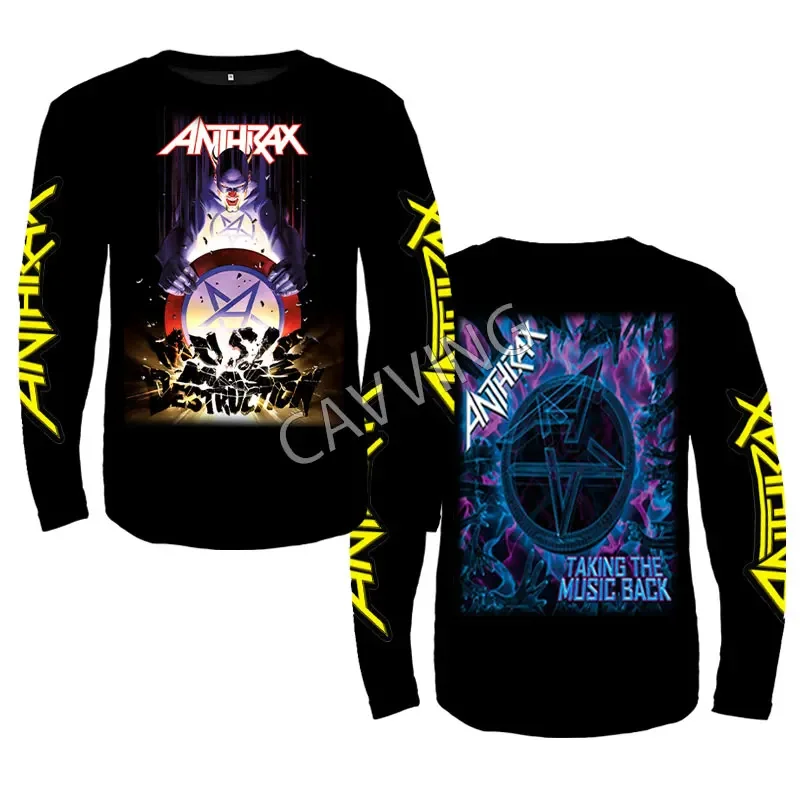 Nová módna tlačiareň Anthrax Rock Crewneck Sweathirth Gothic Top Harajuku Cotton Unisex Clothing Pánske oblečenie C02