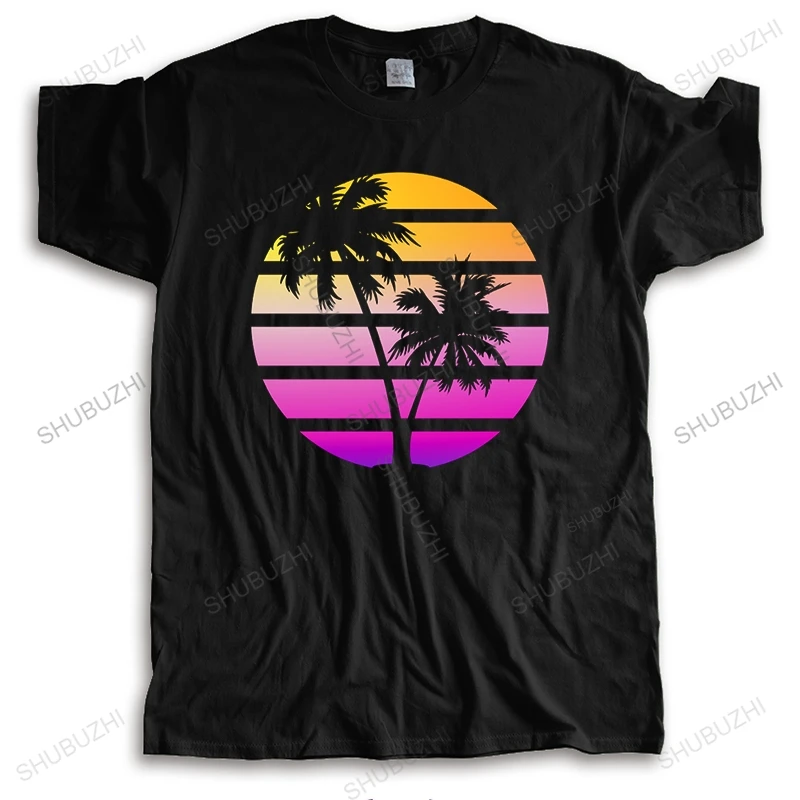 Nová módna značka Tričko Cotton Letné letné rukávy TEE Purpurová syntetická v štýle Sunset Sunset Rewave Mnoho farebných vrcholov unisex teeshirt