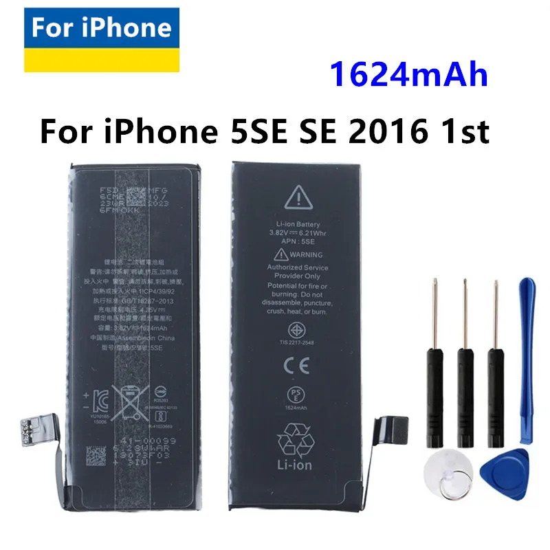 Nová náhradná batéria pre Apple iPhone SE / 5SE / SE 2016 Veľká kapacita 1624 mAh batérie mobilných telefónov + Nástroje
