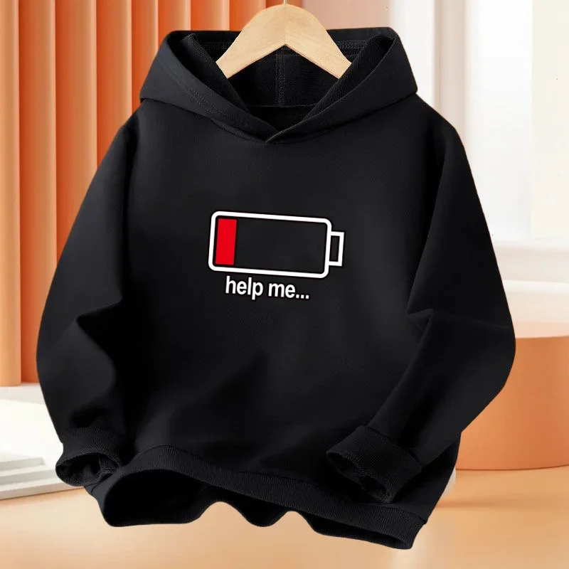 Nová nízka batéria mi pomôžte tlačiť s kapucňou detské mikiny mikiny