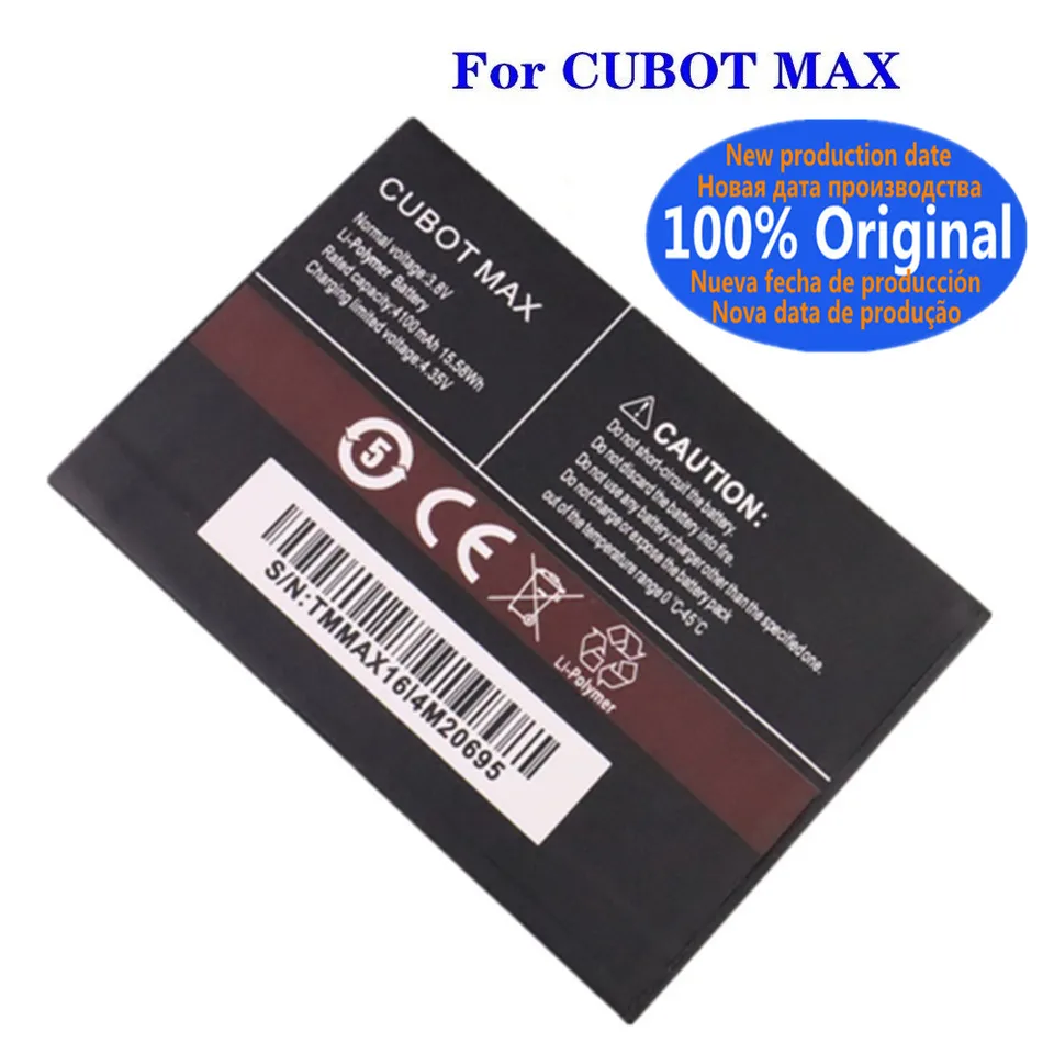 Nová originálna náhradná batéria pre Cubot Max Phone 4100 mAh Veľké kapacitné batérie na sklade Rýchle preprava