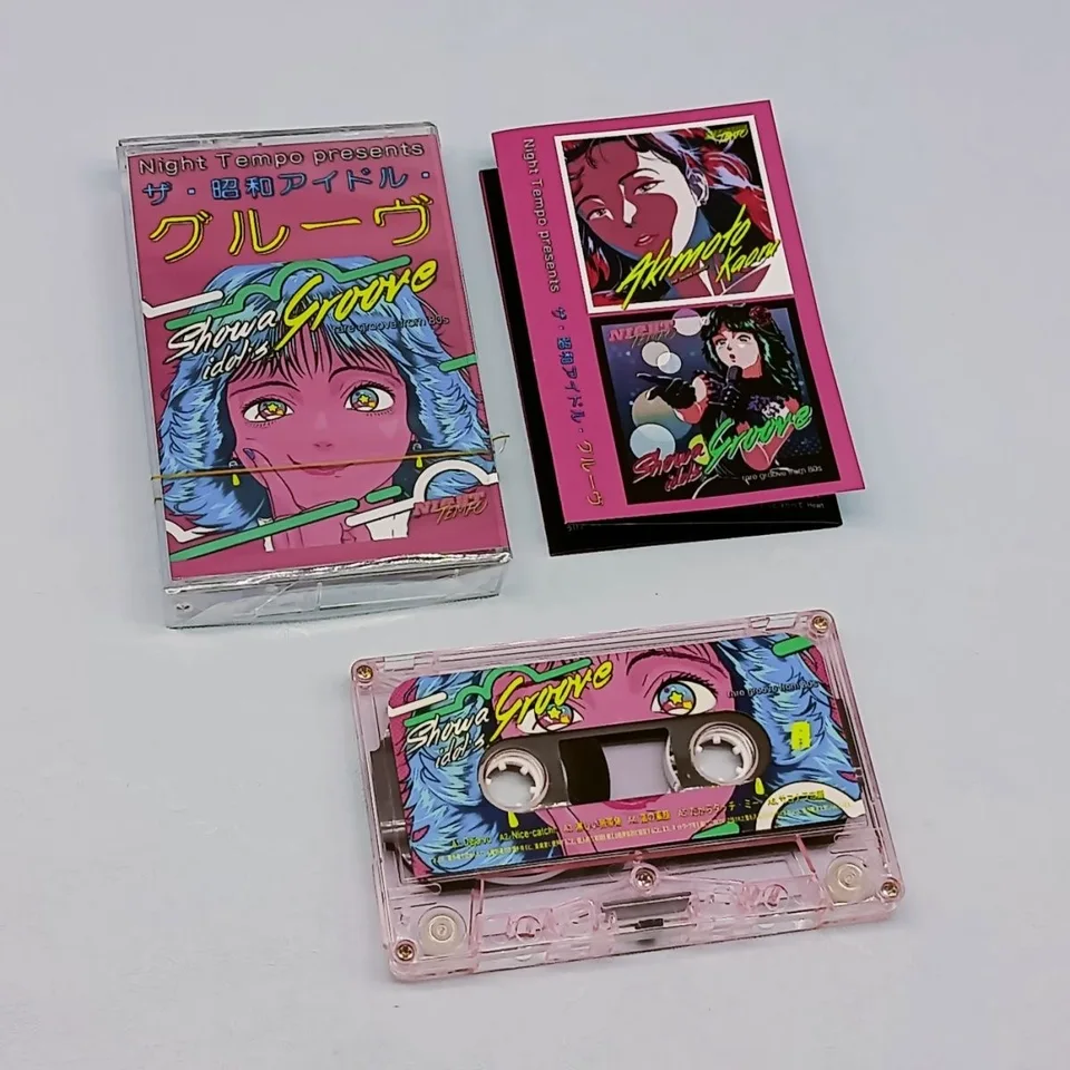 Nová parnáwave showa idol's groove night tempo prezentuje hudobnú pásku znudený teenager cosplay cassettes soundtracks box walkman pásky