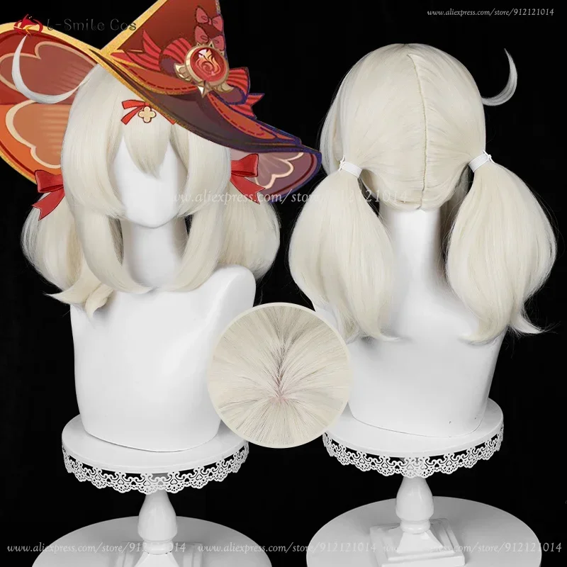 Nová pokožka klee cosplay parochňa parochňa Cosplay 42 cm krátke mlieko biele parochne tepelne odolné voči vlasom anime rol