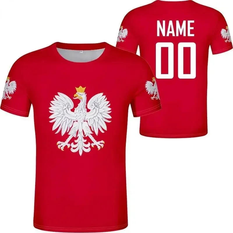 Nová poľská Polska Polska White Eagle Eagle Eagle Tričko Tričko Vlastné futbalový dres 3D Poľsko Nation Flag Graphic T tričko pre mužov