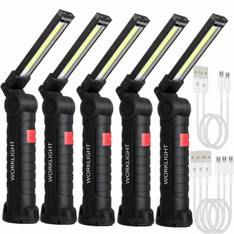Nová prenosná COB LED baterka USB nabíjateľné pracovné svetlo Magnetická lampa Lanterna Závesná lampa so vstavanou batériou kemping