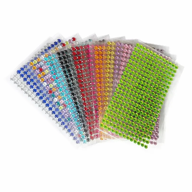 Nová párty a festival DIY Dekorácia 12 farebná akrylová nálepka 3/4/5/6 mm DIY Crystal Diamond Self Adhesive Splackery kamienok