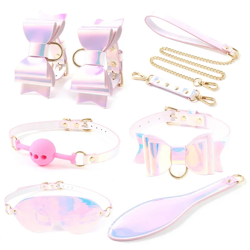 Nová Rainbow BDSM Bondage Kit Sit Set Set Golier Pútny putá so zaviazanými očami GAP GAG HOGTIE BONDAGE LAND EROCT SEX Products