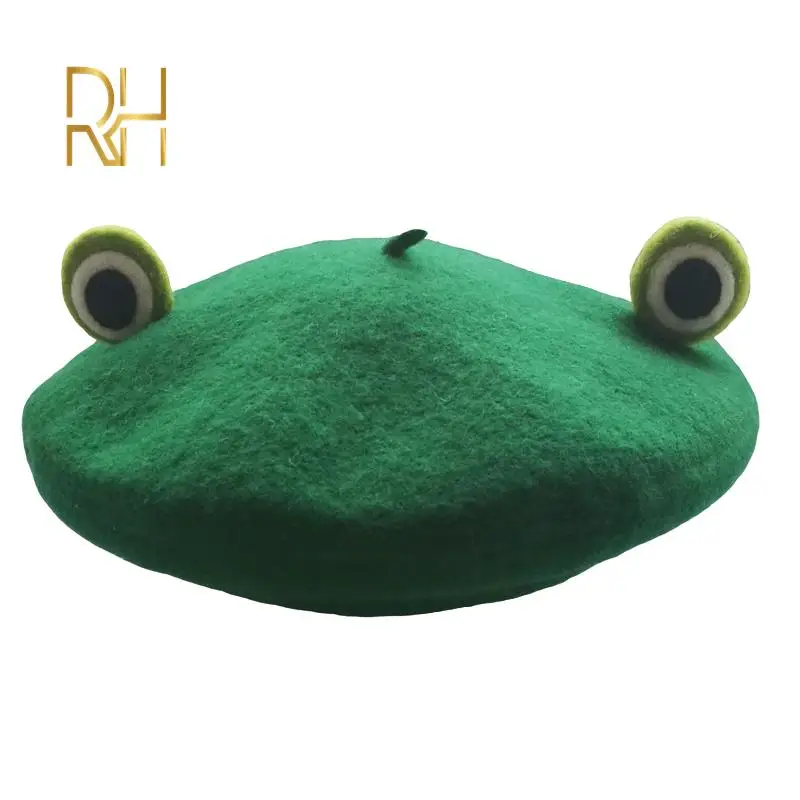 Nová roztomilá žaba Big Eye Wool Beret Girls Dievčatá maliar klobúk čerstvý novinový dar