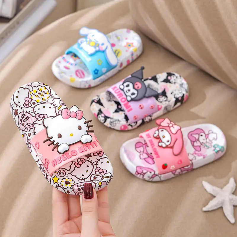Nová Sanrio Animácia Kawaii Hello Kitty Kuromi My Melody Cinnamoroll Plippers Roztomilé deti letné nekĺzavé dievčatá darček