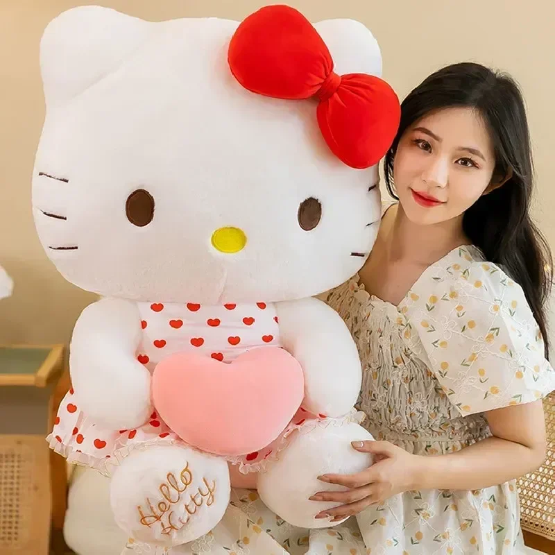 Nová Sanrio Cartoon Anime Sheer Dress Hello Kitty plyšová bábika Veľká roztomilá izba dekorácia plyšový spiaci vankúš