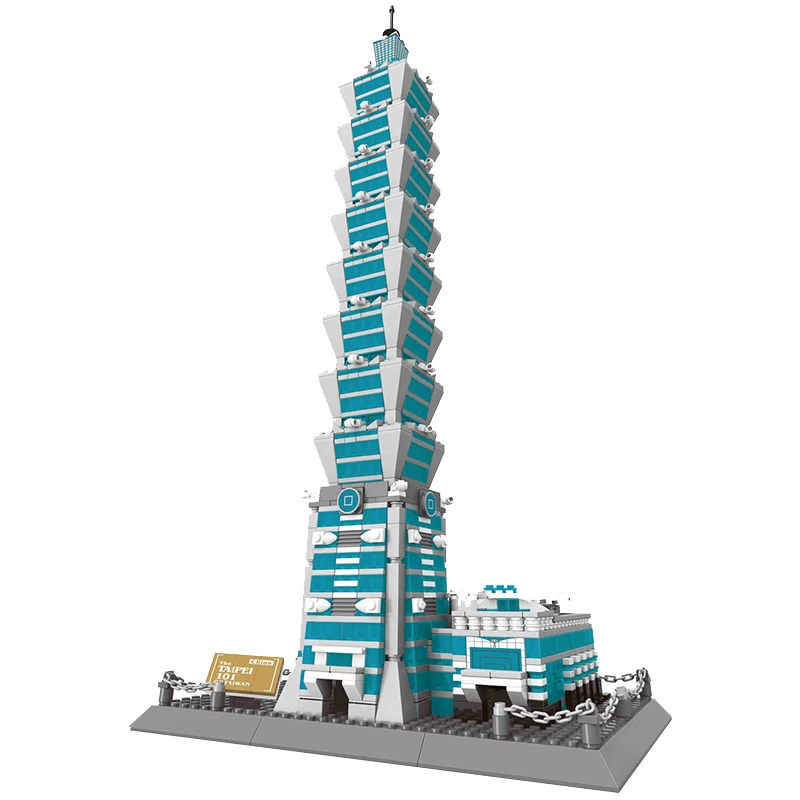 Nová slávna séria tehál Architecture Bricks The Taipei 101 3D Model Building Blocks Collection Súpravy Klasické hračky Darčeky