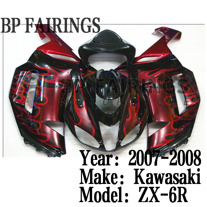 Nová súprava ABS Fairings Fit for Kawasaki ZX-6R ZX6R 636 2007 2008 07 08