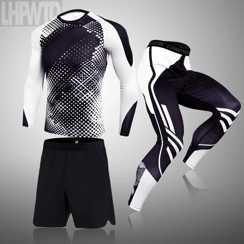 Nová telocvičňa Fitness Tracksuits Pánske bežecké kompresné športy Dlhé spodné pančuchy Športové oblečenie Jogging obleky