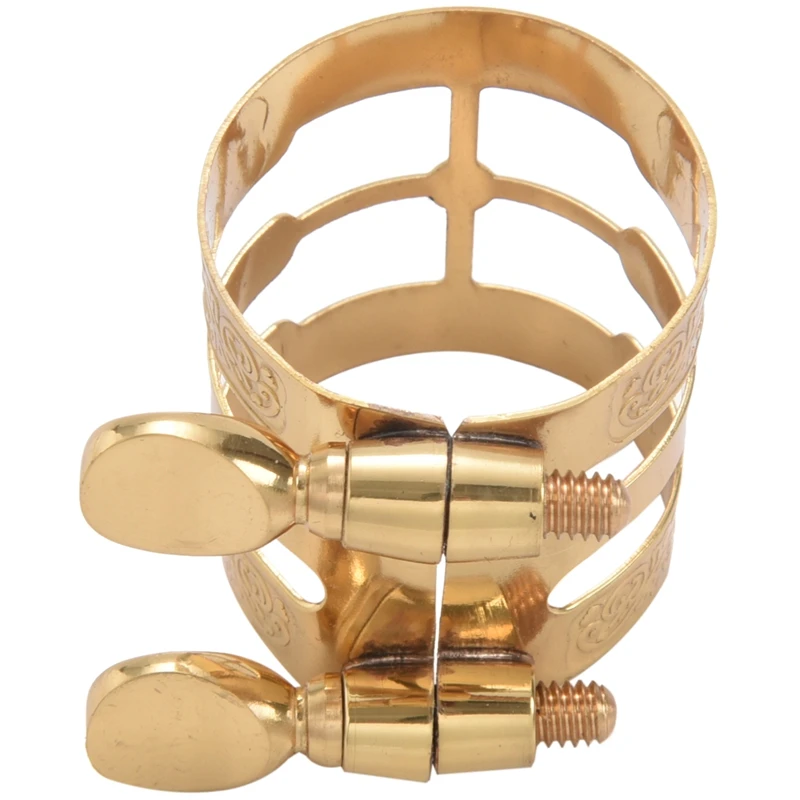 Nová vyrezávaná kovová ligatúra alt sax klarinet náustok ligature Clip pre alt saxofón