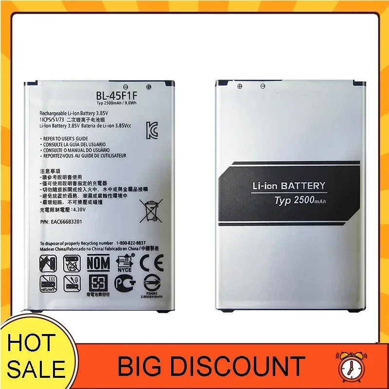 Nová vysoko kvalitná batéria 2500 mAh BL-45F1F pre LG K9 K8 K4 K3 M160 MS210 X230K M160 X240K LV3 2017 Verzia K8 Mobilný telefón K8