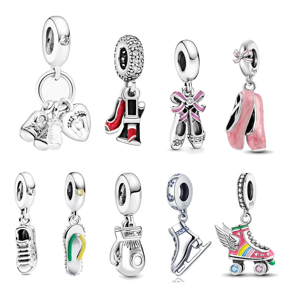 Nová zbierka 925 Sterling Silver Winter Series Korčuľovanie Kúzla na ľadové kúzla Fit Dly náramok náhrdelníkov šperk