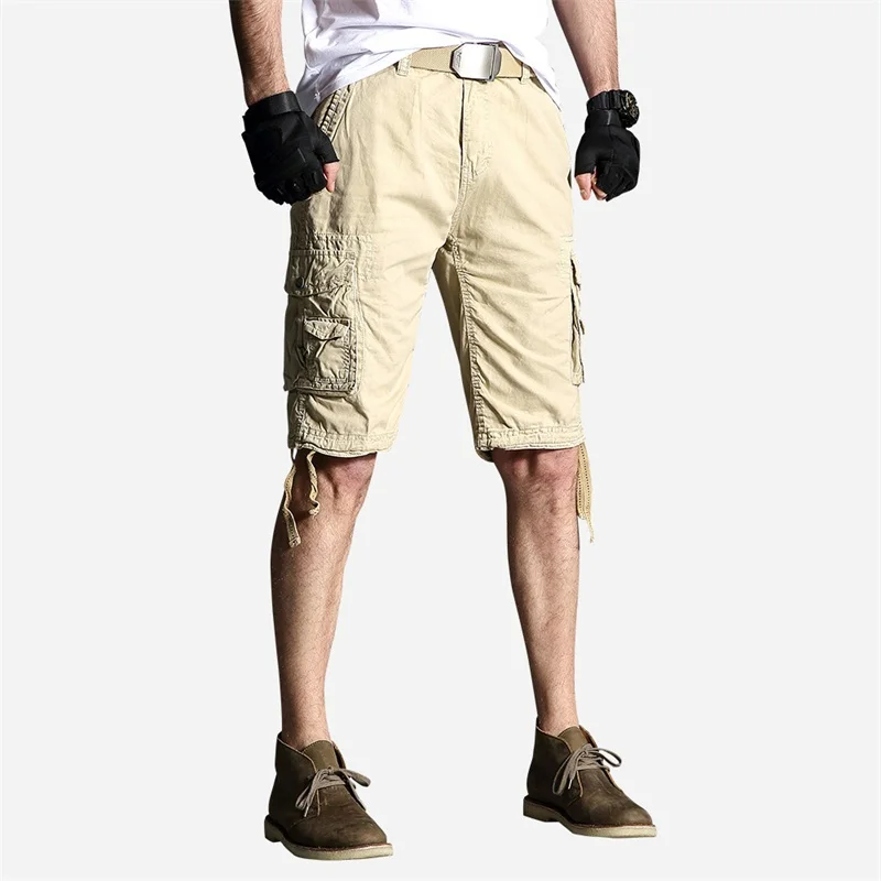 Nová značka Cargo Shorts Pánske voľné vrecká Pánske vojenské šortky pre mužov letné šortky Bermuda nákladný štýl plus veľkosť 49
