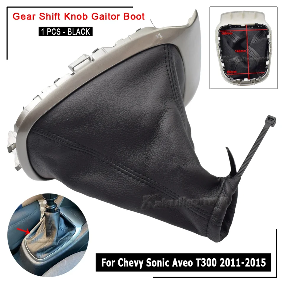 Nová čierna kožená prachová vodná krytka manuála prevodovky Gaiter Shift Lever topánka pre Chevy Aveo Sonic T300 2012 2012 2013 2014 2014