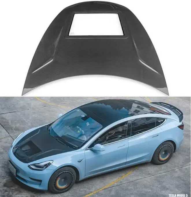Nová！ Skutočné uhlíkové vlákno Transparentné kapota pre Tesla Model 3 2019 2020 2021 2022 2023