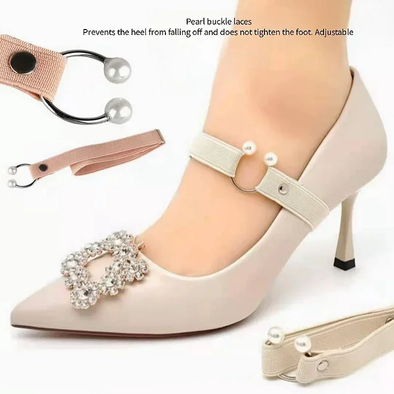 Nové 1,5 cm šírka vysoké podpätky Shoelaces Ženy Elastické šnúrky Päty Pätná topánka U-v tvare perla pracka bez kravaty