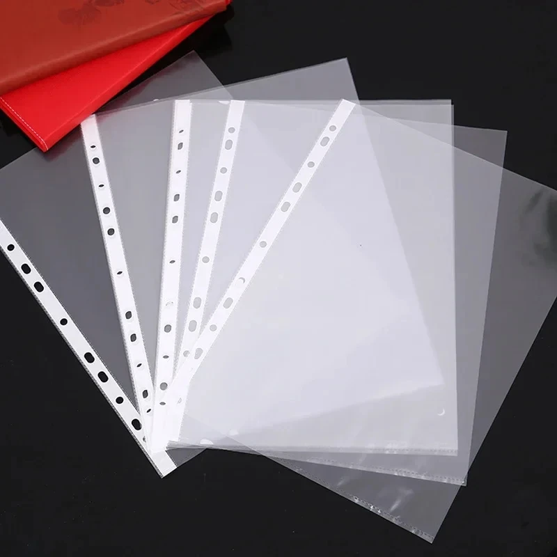 Nové 10ks 11 dier Transparentné dierované priečinky pre súbory pre dokumenty A4 Sleeves Leaf Dokumenty Bag Protector Office Supplies JL
