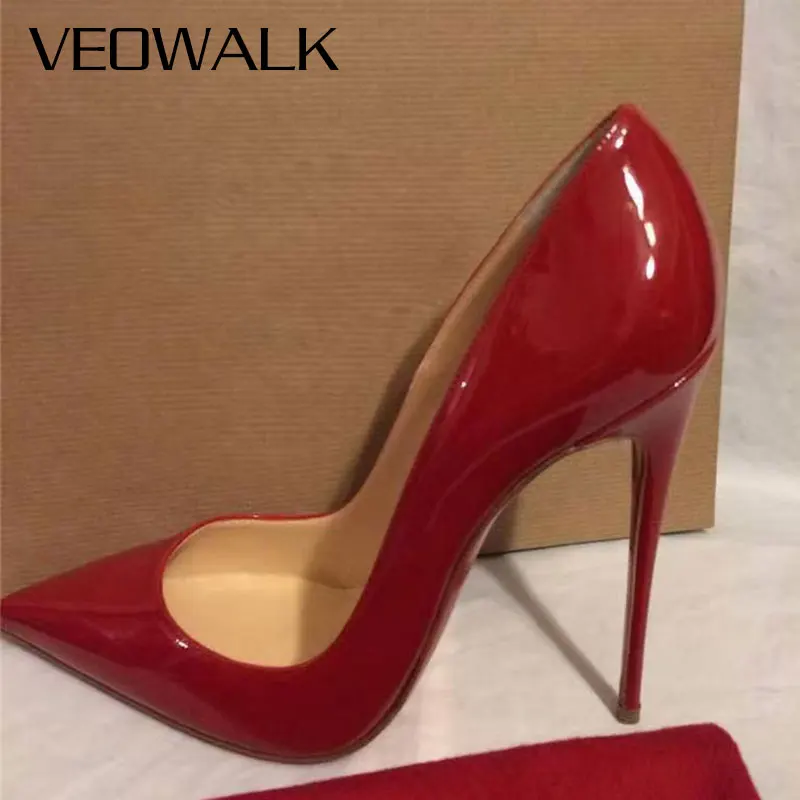 Nové 12 cm 10 cm Ženy Sexy červené patentové kožené elegantné čerpadlá Stilettos špicaté na nohách tenké vysoké podpätky večierky šaty luxusné topánky