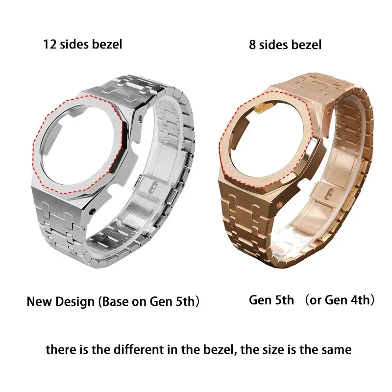 Nové 12 strán GA2100 Oceľové puzdro Gumové remienky Kovové hodinky Mod Súprava pre Casio GA-2100 GA-B2100