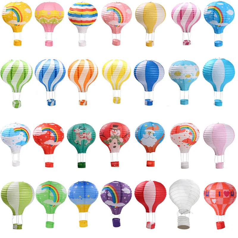 Nové 1ks 30 cm Rainbow Lantern Hot Air Balloon Paper Lantern pre deti narodeniny Svadba vianočné dekorácie 33 farieb lampáš