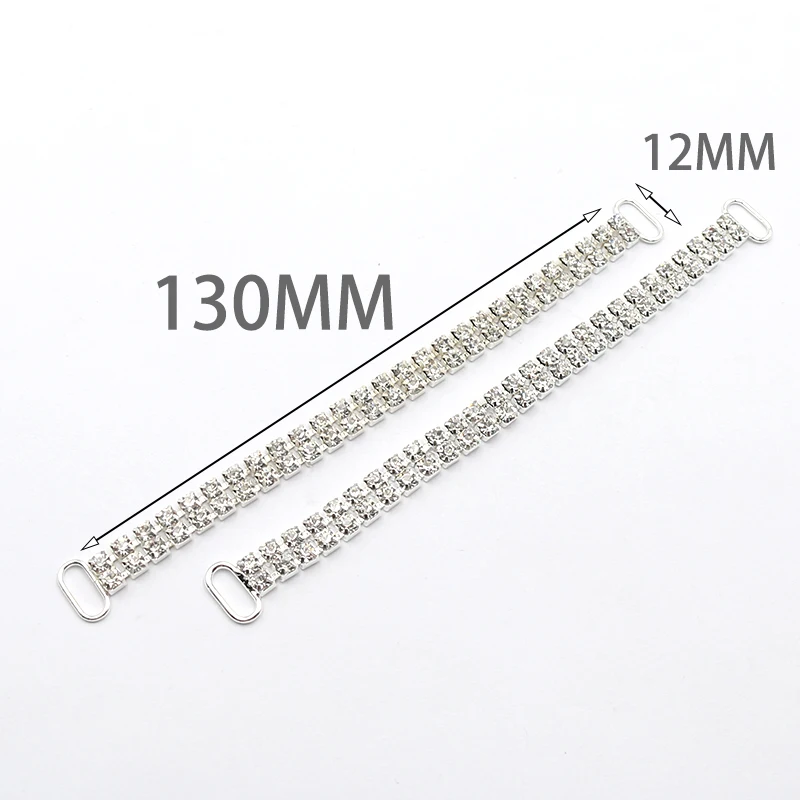 Nové 2 riadky po 10 kusoch 12 * 130 mm Plne priehľadné krištáľové kamenici Bikini Connection Connection Buckle Swimsuit Bikini Dekoratívne meta