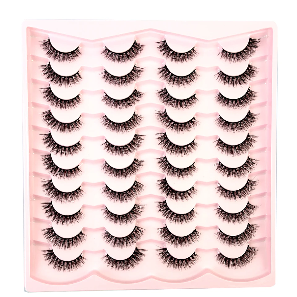Nové 20 párov falošné riasy 5D faux Mink riasy nadýchané mäkké objem prírodné mihalnice krížové mihalnice riasy opakovane použiteľné make -up Cils