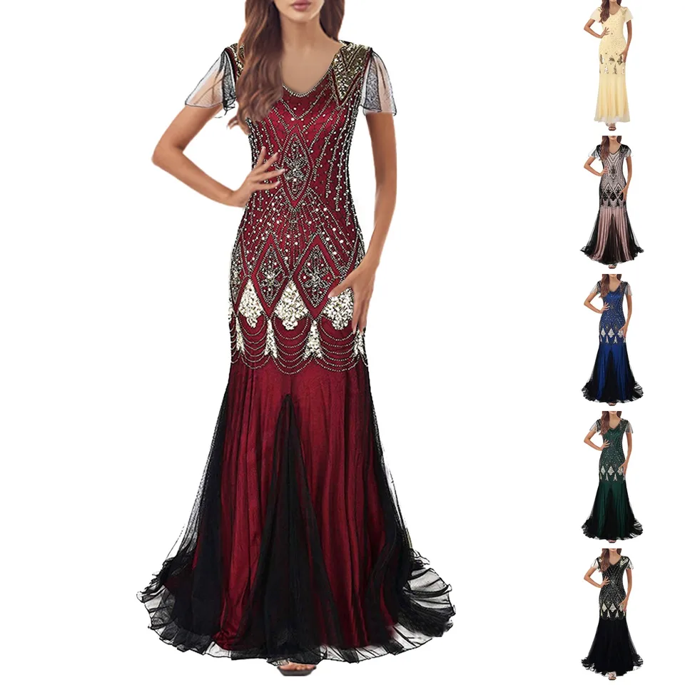 Nové 20. roky vintage gatsby párty flapper šaty flitry večerné plesové šaty elegantné ženy kokteilové šaty Vestidos