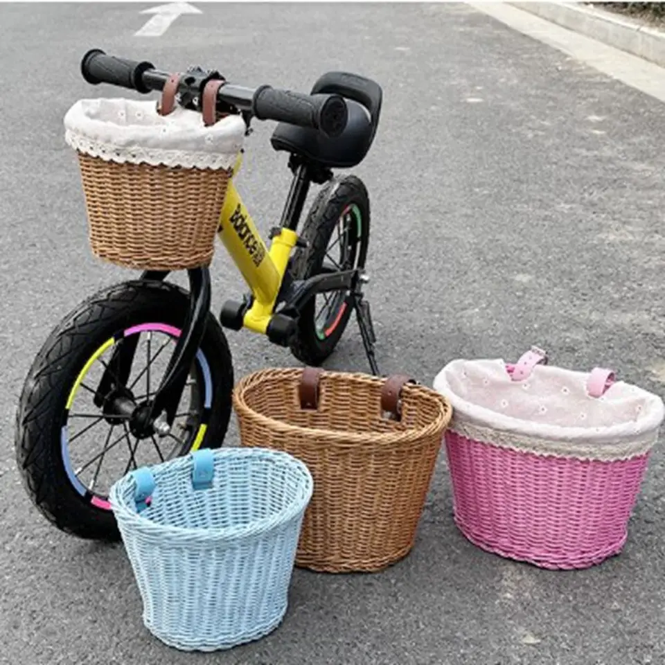 Nové 23*20*16cm/20*16,5*16cm/27*24cm Kidsbike Basket Rattan prútený bicykel príslušenstvo predné riadidlá košík na bicykli