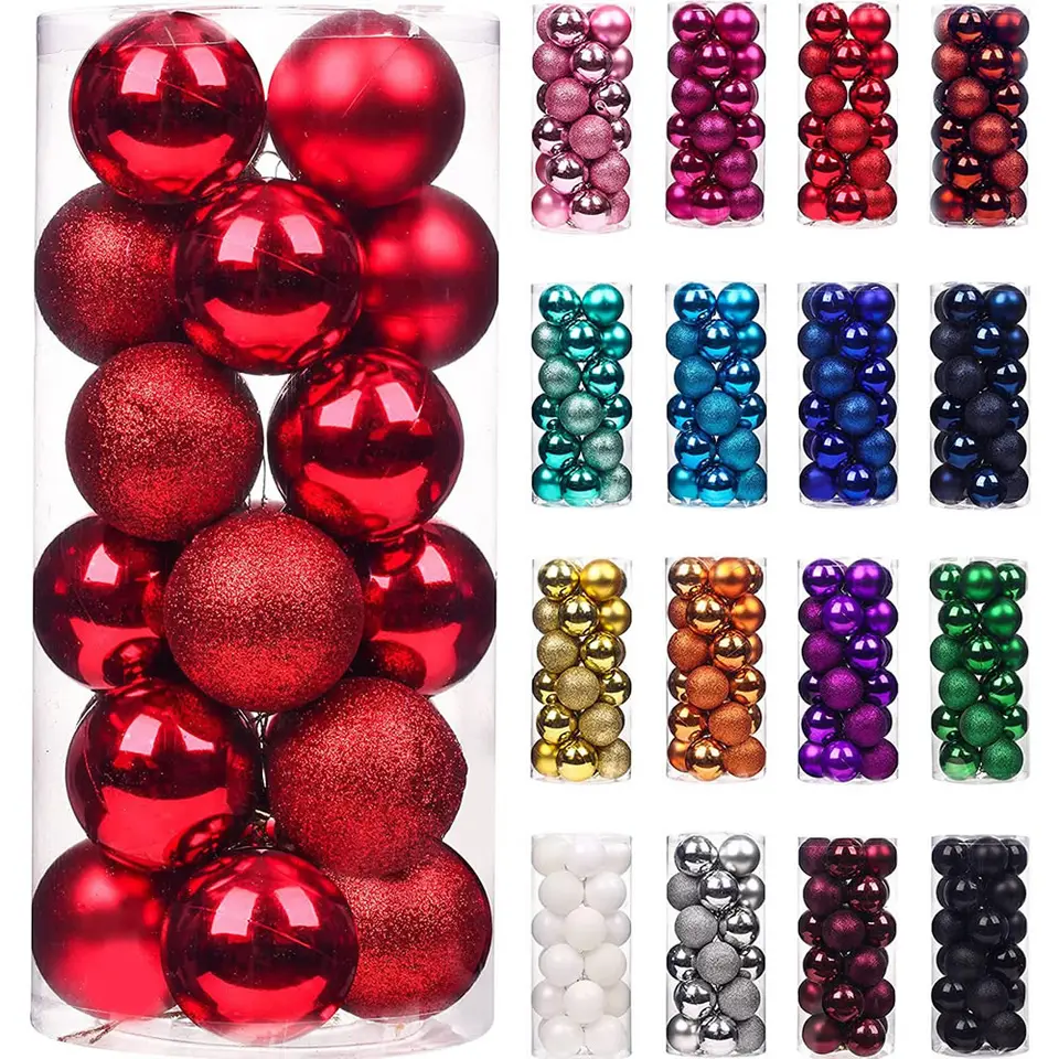 Nové 24ks/šarža 8 cm farebná dekorácia loptička vianočný strom zavesenie ozdoby lesklý Bauble Ball pre domáci dom